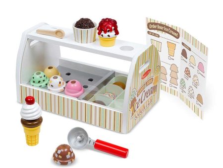 Melissa & Doug Wooden Scoop and Serve Ice Cream Counter (28 pcs) - Play Food and Accessories Cheap