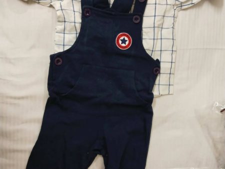 Dungaree Set with Cotton Shirt Hot on Sale