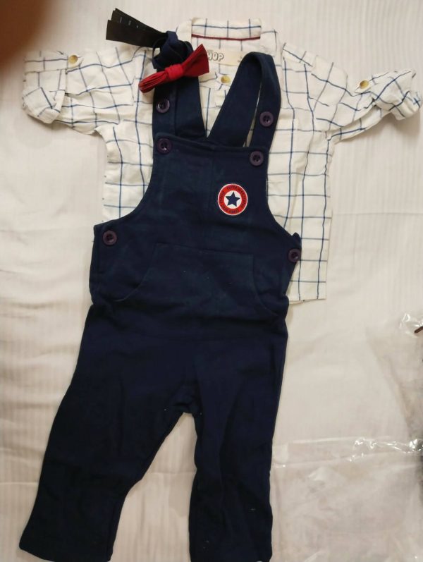 Dungaree Set with Cotton Shirt Hot on Sale