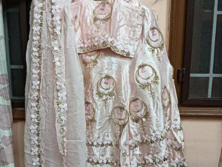 Baby Pink Ghagra with Blouse and Dupatta on Sale